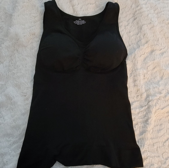 2 Black Bra Tank Shirts  XL Cup B Stratchy BRAND NEW - Picture 3 of 6